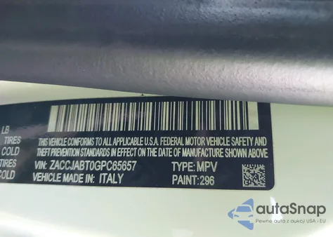 2016 Jeep Renegade 75Th Anniversary from USA, damaged, VIN ZACCJABT0GPC65657